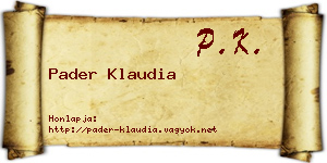Pader Klaudia névjegykártya